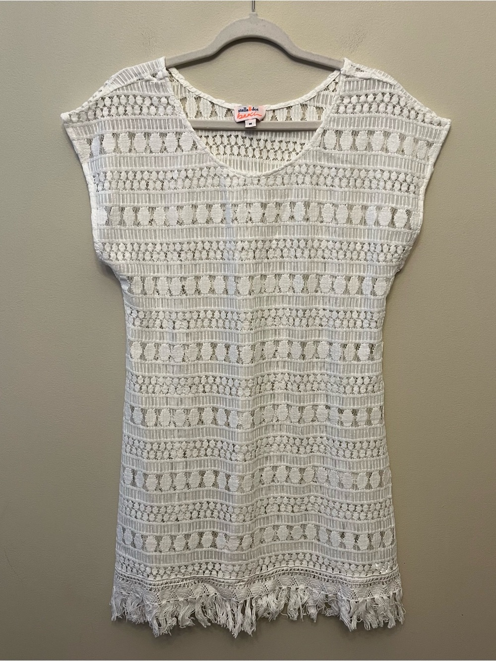 Stella & Dot Beach Crochet Fringe Tunic Swimsuit Cover-Up Women's Size Medium